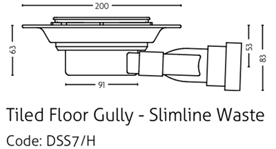 Impey Slimline Waste outlet for Tiled floors DSS7/H